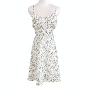 CALISTA WHITE BLUE FLORAL SLEEVELESS BACK SASH DRESS - M